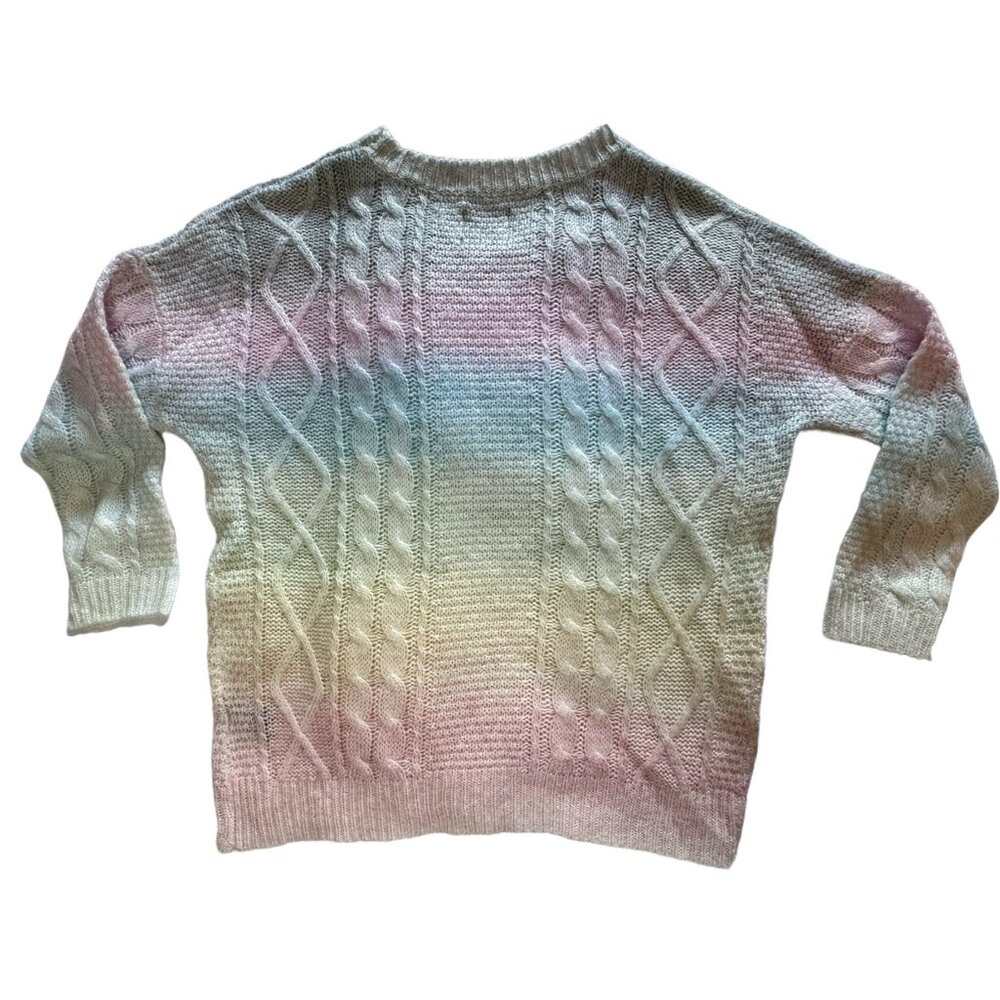 UNIF Cake Sweater Pullover Pastel Rainbow Twee Ombré Cable Knit Soft Size Medium - Picture 6 of 14
